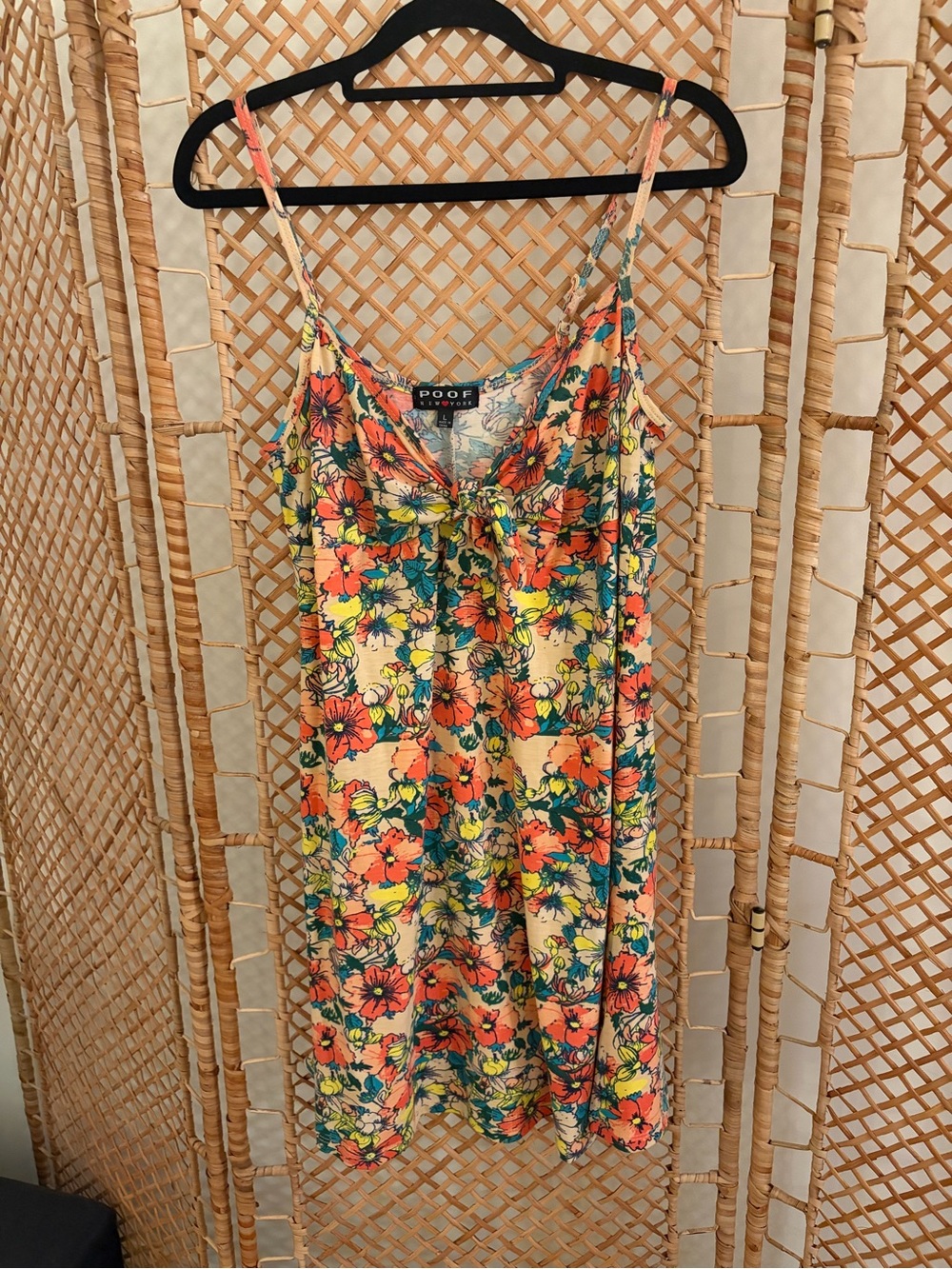 Poof New York Tropical, Floral Mini Dress with Tie Front
